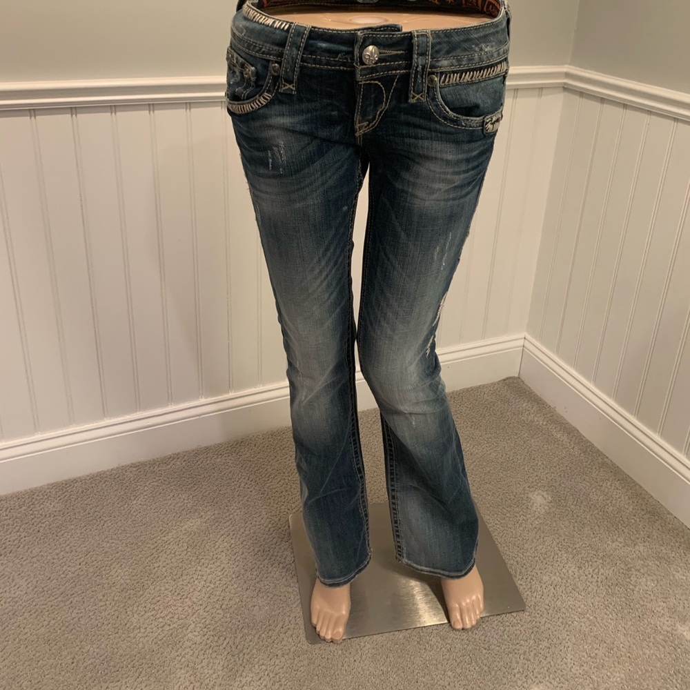 Vintage rock revival jeans with diamond studs